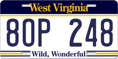 WV license plate 8OP248