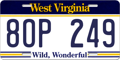 WV license plate 8OP249