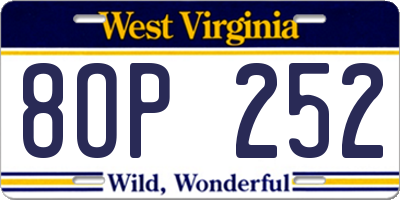 WV license plate 8OP252