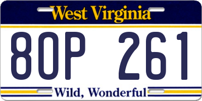 WV license plate 8OP261