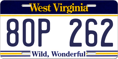WV license plate 8OP262