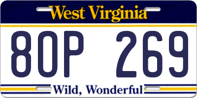 WV license plate 8OP269