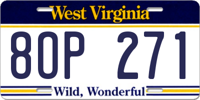 WV license plate 8OP271
