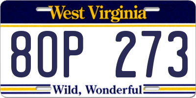 WV license plate 8OP273