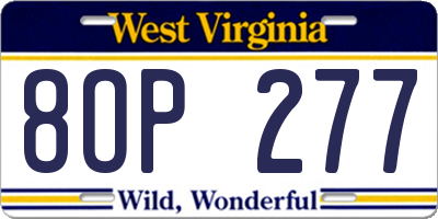 WV license plate 8OP277