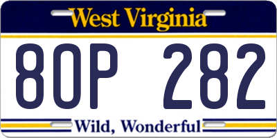 WV license plate 8OP282