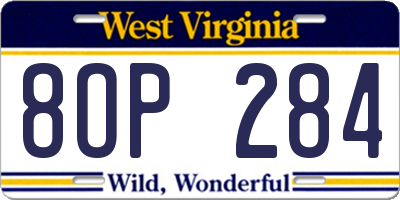 WV license plate 8OP284