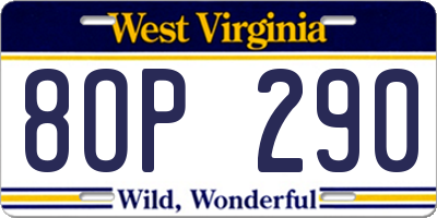 WV license plate 8OP290