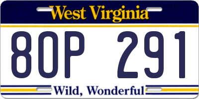 WV license plate 8OP291