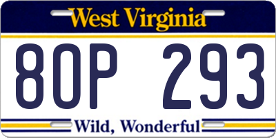 WV license plate 8OP293