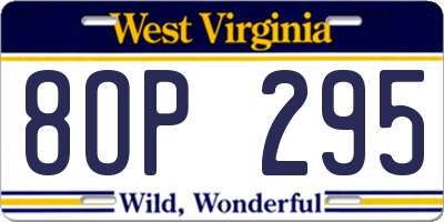 WV license plate 8OP295