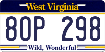 WV license plate 8OP298