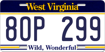 WV license plate 8OP299