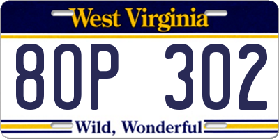WV license plate 8OP302
