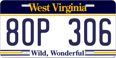 WV license plate 8OP306