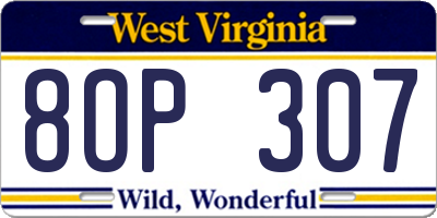 WV license plate 8OP307