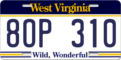 WV license plate 8OP310