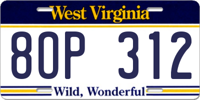WV license plate 8OP312