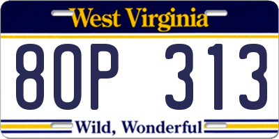 WV license plate 8OP313