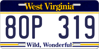 WV license plate 8OP319
