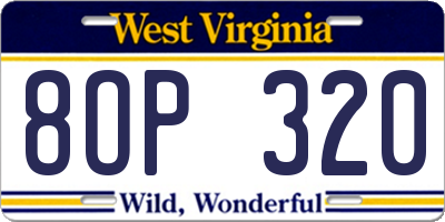 WV license plate 8OP320