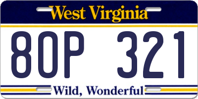 WV license plate 8OP321