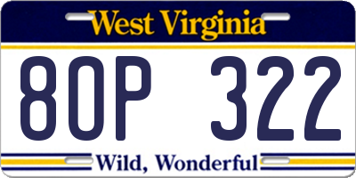 WV license plate 8OP322