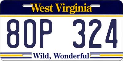WV license plate 8OP324