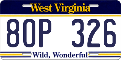 WV license plate 8OP326