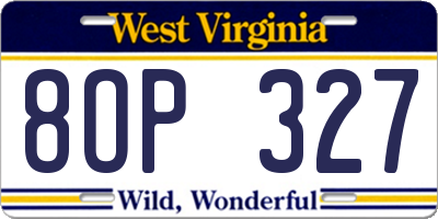 WV license plate 8OP327