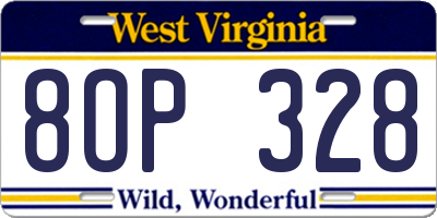 WV license plate 8OP328