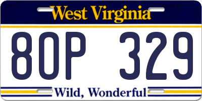 WV license plate 8OP329