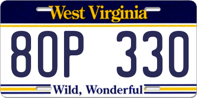 WV license plate 8OP330