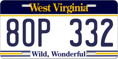 WV license plate 8OP332