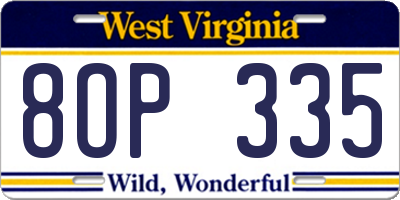 WV license plate 8OP335