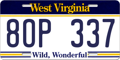 WV license plate 8OP337