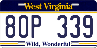 WV license plate 8OP339
