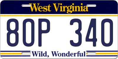 WV license plate 8OP340