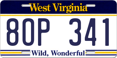 WV license plate 8OP341