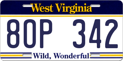 WV license plate 8OP342