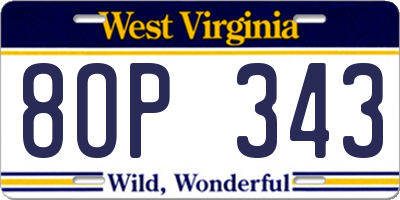 WV license plate 8OP343