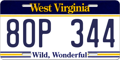 WV license plate 8OP344