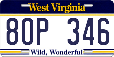 WV license plate 8OP346