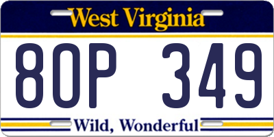 WV license plate 8OP349