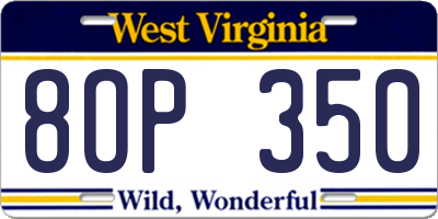 WV license plate 8OP350