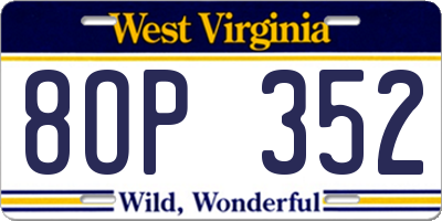 WV license plate 8OP352