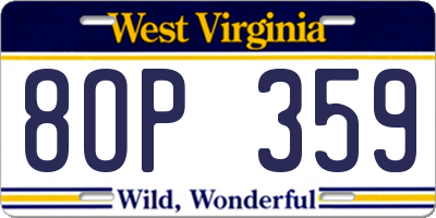 WV license plate 8OP359