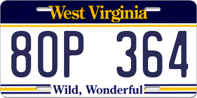 WV license plate 8OP364