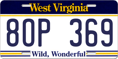 WV license plate 8OP369