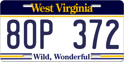 WV license plate 8OP372